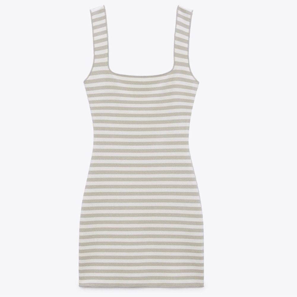 Zara Striped Sleeveless Women's Mini Dress- Gray and White